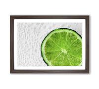 Lime with Tonic Framed Print | A2 Walnut Framed Wall Art | Ready to Hang | Modern Nature Picture | Living Room Bedroom Lounge Office