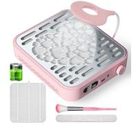 Limegirl Nail Dust Collector for Acrylic Nail, with 2*Reusable Nail Filter, Nail file and Cleaning Brush, Powerful Nail Dust Extractor with Upgraded Dust Collector Nail Tech for Nail Polishing (Pink)