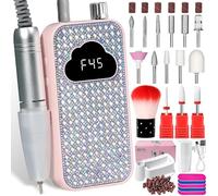 LIMEGIRL Professional Electric Nail File Drill Bits Kit 45000RPM for Acrylic Toenail Machine Clippers with 14 Drill Bit Gradient Pink Glitter Portable Rechargeable Cordless
