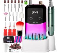 LIMEGIRL Professional Electric Nail File Drill Bits Kit 45000RPM for Acrylic Toenail Machine Clippers with 14 Drill Bit Gradient Green Portable Rechargeable Cordless