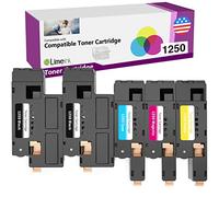 Limeink 5 Pack Compatible High Yield Toner Cartridges Replacement For Dell 1250 Laser Printers 1250c 1350cnw 1355cn 1355w 1355cnw C1760nw C1765nf C1765nfw C1760 (2 Black, 1 Cyan, 1 Magenta, 1 Yellow)