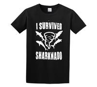 Limeiren I Survived Sharknado Unisex 100% Cotton Short-Sleeve T-Shirts Black XXL