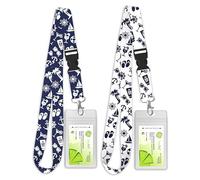 Limeloot 2-Pack Cruise Lanyard for Ship Cards | Silky Soft Cruise Lanyards with ID Holder and Detachable Buckle | Waterproof Cruise Ship Card Holder | Navy Blue and White Set