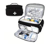 LIMENQIN Empty Large-Capacity First-aid Kit,First-Aider Medical Supplies Storage Bag,Multi-Pocket Classification Medicine Storage Bag,Suitable for Home,Travel,Outdoor Scenes(Black)