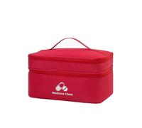 LIMENQIN Portable Double Layer Medical First Aid Kit,Home and Outdoor Emergency Organizer,Pill Organizer,Medicine Storage and Organization Kit for Travel,Camping,Car(Red,11x7.9x5.9in)