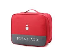 LIMENQIN Portable Medicine Organizer,First Aid Storage Carrying Case,Medicine Bottle Organizer with Smooth Zipper Travel First Aid Kit for Home,Outdoor and Travel Scenarios(Red,24x19x11in)