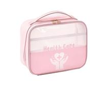 LIMENQIN Portable Transparent Large Capacity Medicine Organizer Bag,Pu Waterproof First Aid Kit,Home Medical,for Home,Car,Office,Hiking and Outdoor First Aid Situations(Pink,10.2x4.7x8.3in)