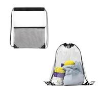 LIMEOW 2 Pcs Transparent Drawstring Backpacks, See Through Sports Backpack for School, Outdoor, Beach, Swimming