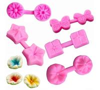 LIMEOW Silicone Mold, 5 Pieces Flower Decoration Tool 3D Petal Veiners Fondant Mould, Food Grade, High Temperature Resistance, Reusable, for Candy, Baking, Cookie, Soap Decorating