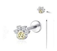 limerencia 18G Flat Back Earrings Stud Hypoallergenic Titanium Internal Thread Piercing Jewelry for Tragus/Helix/Cartilage/Conch/Medusa/Nose/Labret Stud Earring, 1PC(Silver,Cat Paw OY)
