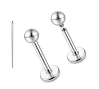 limerencia 18G Pure Titanium Body Piercing Jewellery, G23 Hypoallergenic Flat Back Internal Thread Tragus Helix Cartilage Shell Medusa Lips Labret Piercing Stud Earrings for Men and Women, Titanium