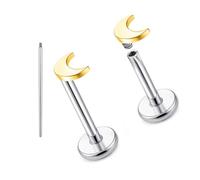 limerencia 18G Pure Titanium Body Piercing Jewelry, G23 Hypoallergenic Flat Back Internally Threaded Tragus Helix Cartilage Conch Medusa Lip Labret Piercing Stud Earrings for Women Men, Titanium, no
