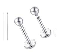 limerencia 18G Pure Titanium Body Piercing Jewelry, G23 Hypoallergenic Flat Back Internally Threaded Tragus Helix Cartilage Conch Medusa Lip Labret Piercing Stud Earrings for Women Men(Ball Silver)
