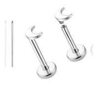 limerencia 18G Pure Titanium Body Piercing Jewelry, G23 Hypoallergenic Flat Back Internally Threaded Tragus Helix Cartilage Conch Medusa Lip Labret Piercing Stud Earrings for Women Men(Moon Silver)