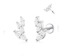 limerencia 18G Threadless Push in Titanium Earrings,G23 Hypoallergenic Flat Back 6mm 8mm Body Piercing Studs for Cartilage Helix Tragus Conch(a pair)