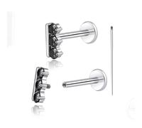 limerencia 18G Titanium Body Piercing Jewelry, 2PC Hypoallergenic Internally Threaded Flat Back Stud Earrings for Tragus/Nose/Helix/Conch/Lip/Labret/Cartilage Earrings for Women Men, Titanium, No