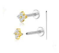 limerencia 18G Titanium Body Piercing Jewelry, 2PC Hypoallergenic Internally Threaded Flat Back Stud Earrings for Tragus/Nose/Helix/Conch/Lip/Labret/Cartilage Earrings for Women Men(Golden,3mm)
