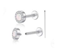 Limerencia 18G Titanium Body Piercing Jewelry, 2PC Internally Threaded Flat Back CZ Stud Earrings for Tragus/Nose/Helix/Conch/Medusa/Monroe/Lip/Labret - Tragus Cartilage Helix Earrings for Women Men