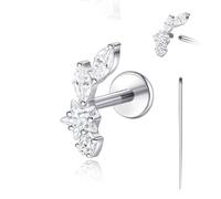 limerencia 18G Titanium Body Piercing Jewelry, Internally Threaded Flat Back Earring Tragus Helix Cartilage Conch Medusa Stud Earring for Women Men 1PC(Silver,Collage)