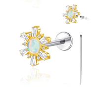 limerencia 18G Titanium Body Piercing Jewelry, Internally Threaded Flat Back Earring Tragus Helix Cartilage Conch Medusa Stud Earring for Women Men 1PC(Golden,6 Round)