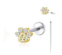 limerencia 18G Titanium Body Piercing Jewelry, Internally Threaded Flat Back Earring Tragus Helix Cartilage Conch Medusa Stud Earring for Women Men 1PC(Golden,Cat Paw OY)