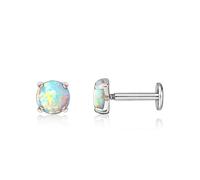 limerencia 18g Titanium Internally Threaded Tragus Piercing Jewelry CZ Top Flat Back Piercing Nose Studs Earring, Helix, Cartilage, Labret, Monroe for Women or Men