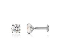 Limerencia 18g Titanium Internally Threaded Tragus Piercing Jewelry CZ Top Flat Back Piercing Nose Studs Earring, Helix, Cartilage, Labret, Monroe for Women or Men