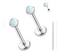 limerencia 20G Hypoallergenic Titanium Opal Nose Earrings, 2pcs Flat Back Labret Medusa Monroe Helix Cartilage Tragus Conch Piercing Jewelry for Women and, 3MM, Titanium, No Gemstone