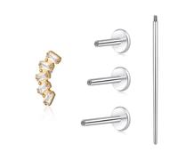 limerencia F136 Titanium Hypoallergenic Piercing Jewelry 18G 6mm 8mm 10mm Flat Back Internally Threaded Implant Grade Climber Stud Crawler Earrings For Cartilage,Tragus,Helix,Conch,Nose,Lip(1pc)