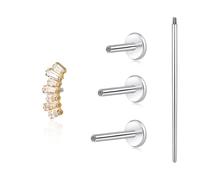 limerencia F136 Titanium Hypoallergenic Piercing Jewelry 18G 6mm 8mm 10mm Flat Back Internally Threaded Implant Grade Climber Stud Crawler Earrings For Cartilage,Tragus,Helix,Conch,Nose,Lip(1pc)