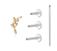 limerencia F136 Titanium Hypoallergenic Piercing Jewelry 18G 6mm 8mm 10mm Flat Back Internally Threaded Implant Grade Climber Stud Crawler Earrings For Cartilage,Tragus,Helix,Conch,Nose,Lip(1pc)