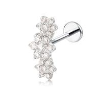limerencia F136 Titanium Hypoallergenic Piercing Jewelry 18G 6mm 8mm 10mm Flat Back Internally Threaded Implant Grade Climber Stud Crawler Earrings For Cartilage,Tragus,Helix,Conch,Nose,Lip(1pc)