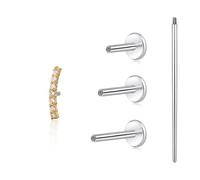 limerencia F136 Titanium Hypoallergenic Piercing Jewelry 18G 6mm 8mm 10mm Flat Back Internally Threaded Implant Grade Climber Stud Crawler Earrings For Cartilage,Tragus,Helix,Conch,Nose,Lip(1pc)