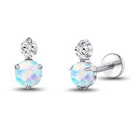 Limerencia G23 Hypoallergenic 18g Flat Back Stud Earrings, 2PCS Implant Grade Titanium Press Fit Threadless Push Pop in Cartilage Helix Labret Lip Monroe Tragus Piercing Studs
