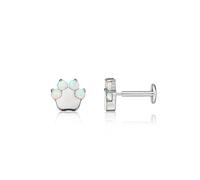 limerencia G23 Hypoallergenic 18g Flat Back Stud Earrings | F136 Implant Grade Titanium Press Fit Threadless Push Pop in Cartilage Helix Labret Lip Monroe Tragus Piercing Studs (Cat Paws Opal)