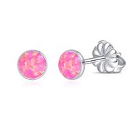 Limerencia G23 Titanium Opal Stud Earrings Implant Grade Pure Titanium Hypoallergenic Earrings for Women Girls Moonstone Earrings Opal Stud Earrings for Sensitive Ears