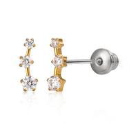 Limerencia Hypoallergenic G23 Implant Grade Titanium Screw Back Earrings Tragus 20G Helix F136 Piercing Post for Sensitive Ears Cartilage(3 CZ)