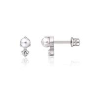 Limerencia Hypoallergenic G23 Implant Grade Titanium Screw Back Earrings Tragus 20G Helix F136 Piercing Post for Girls' Sensitive Ears Cartilage (CZ + Pearl)