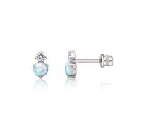 Limerencia Hypoallergenic G23 Implant Grade Titanium Screw Back Earrings Tragus 20G Helix F136 Piercing Post for Girls' Sensitive Ears Cartilage (CZ + White Opal)