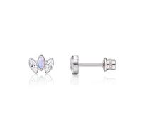 Limerencia Hypoallergenic G23 Implant Grade Titanium Screw Back Earrings Tragus 20G Helix F136 Piercing Post for Girls' Sensitive Ears Cartilage (CZ + Opal Crown)