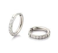 Limerencia Hypoallergenic G23 Pure Titanium Pairs Small Huggie Hoop Earrings, Lightweight Cartilage Hoops Small Cubic Zirconia Cuff Earrings Mini Piercing Jewelry for Women Men