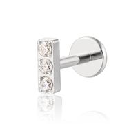 limerencia Hypoallergenic Titanium ASTM F136-18G 6mm 8mm 10mm Flat Back Internal Thread Stud Earring Piercing Jewelry for Tragus Helix Conch Cartilage Nose Lip(Silver Block)