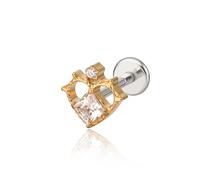 limerencia Hypoallergenic Titanium ASTM F136-18G 6mm 8mm 10mm Flat Back Internal Thread Stud Earring Piercing Jewelry for Tragus Helix Conch Cartilage Nose Lip(Gold Heart)