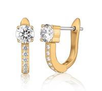 Limerencia Hypoallergenic Titanium F136 Implant Grade Small Hoops | Huggie Earrings, Cubic Zirconia Cuff Earrings Lightweight for Women (Gold)