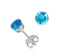 limerencia Implant Grade Titanium Stud Earrings 6MM Multicolor CZ for Women | Hypoallergenic Simple Classic Round 6 Prong Cubic Zirconia Stud Earring for Women Men Sensitive Ears