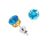 limerencia Implant Grade Titanium Stud Earrings 6MM Multicolor CZ for Women | Hypoallergenic Simple Classic Round 6 Prong Cubic Zirconia Stud Earring for Women Men Sensitive Ears