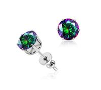 limerencia Implant Grade Titanium Stud Earrings 6MM Multicolor CZ for Women | Hypoallergenic Simple Classic Round 6 Prong Cubic Zirconia Stud Earring for Women Men Sensitive Ears