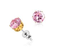 limerencia Implant Grade Titanium Stud Earrings 6MM Multicolor CZ for Women | Hypoallergenic Simple Classic Round 6 Prong Cubic Zirconia Stud Earring for Women Men Sensitive Ears