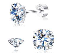 Limerencia Moissanite Stud Earrings, 14K Gold Plated G23 Titanium, Hypoallergenic Flat Back Earrings D Color VVS1 for Women & Men, Lab Grown Imitation Diamond Alternative Jewelry 1CT/1.2CT, 6.5 mm