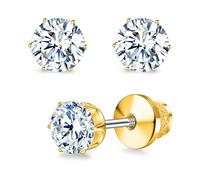 Limerencia Moissanite Titanium Screw Back Stud Earrings, 0.2CT-1.6CT Hypoallergenic F136 Implant Grade Titanium Flat Back Earrings D Color VVS1 Clarity Jewelry Gifts for Sensitive Ears Women Men(5mm)